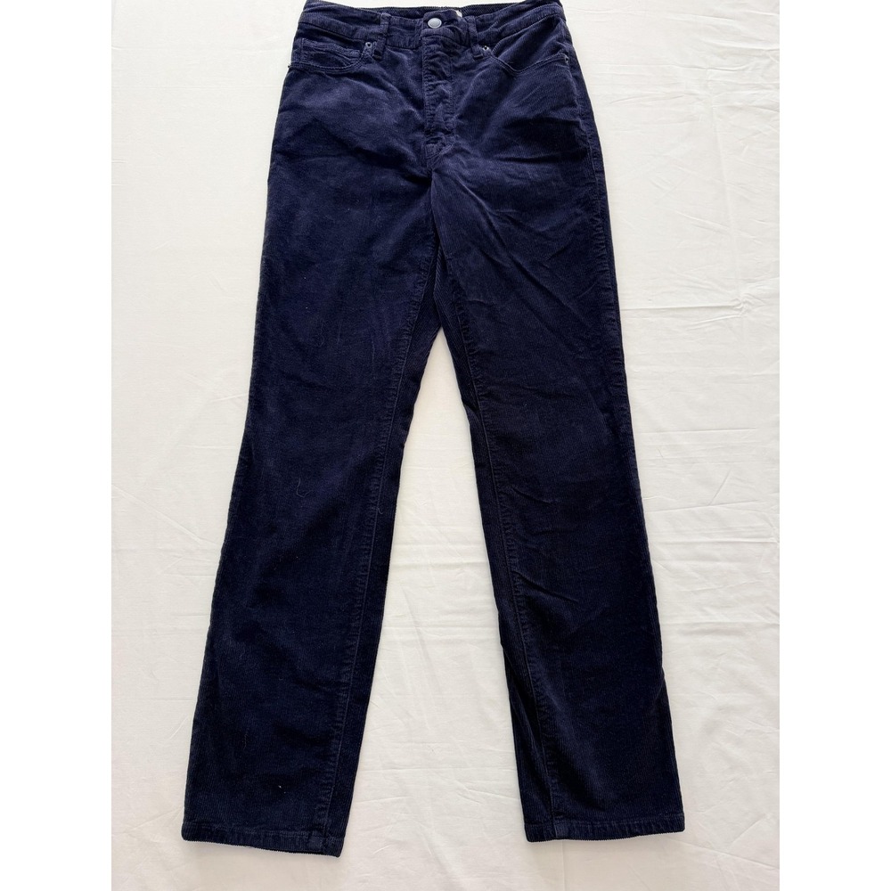 Good American Corduroy Pants Womens 4/27 Blue Good Classic Straight Leg Stretch